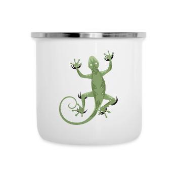 3D Gecko - Emaille-Tasse - Weiß - Vorne