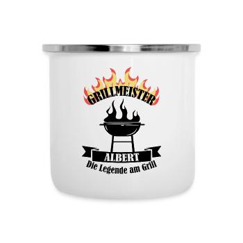 Grillmeister Albert lustiger Spruch Vorname - Emaille-Tasse - Weiß - Vorne