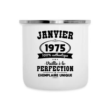 Anniversaire 50 ans - Janvier 1975 Perfection - Tasse émaillée - blanc - Devant