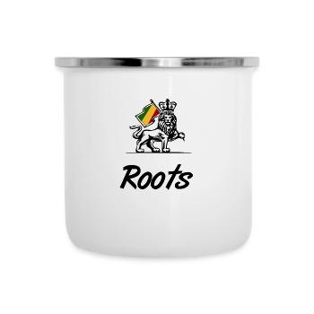 Roots Lion Loewe Reggae Rasta - Emaille-Tasse - Weiß - Vorne