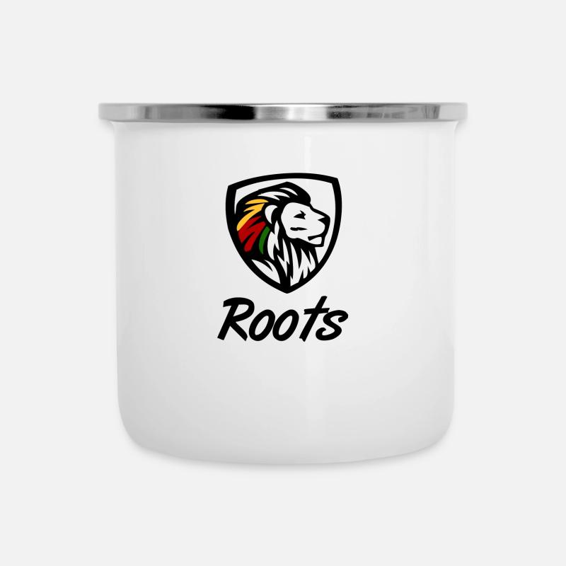 Roots Rasta Reggae. Rastafari und der Löwe - Emaille-Tasse - Weiß