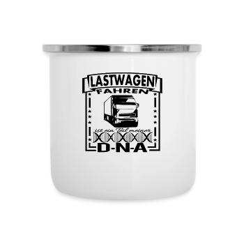 Trucker LKW Fahrer Geschenk Fernverkehr Brummi - Emaille-Tasse - Weiß - Vorne
