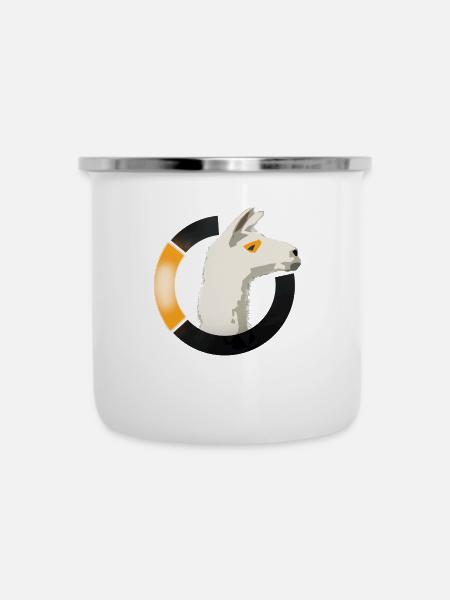 LamaWatch-Stil - Emaille-Tasse - Weiß