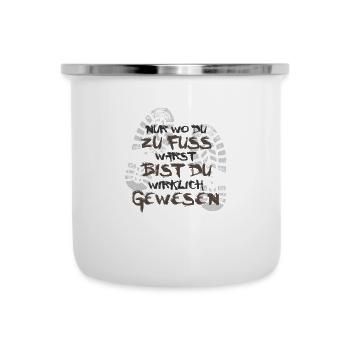 Camino de Santiago. Jakobsweg. Wandern T-Shirt Tee - Emaille-Tasse - Weiß - Vorne