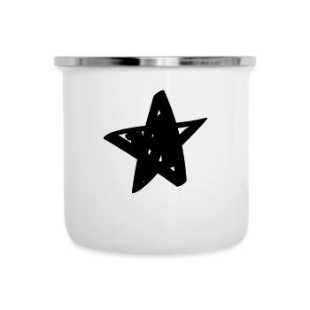 Comic Stern/Sterne - gemalt, gezeichnet, Comicstil - Emaille-Tasse - Weiß - Vorne