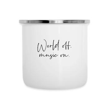 World off music on - Emaille-Tasse - Weiß - Vorne
