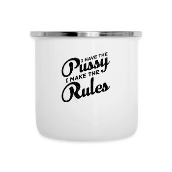 J’ai la chatte - règles disant cadeau proverbes - Tasse émaillée - blanc - Devant
