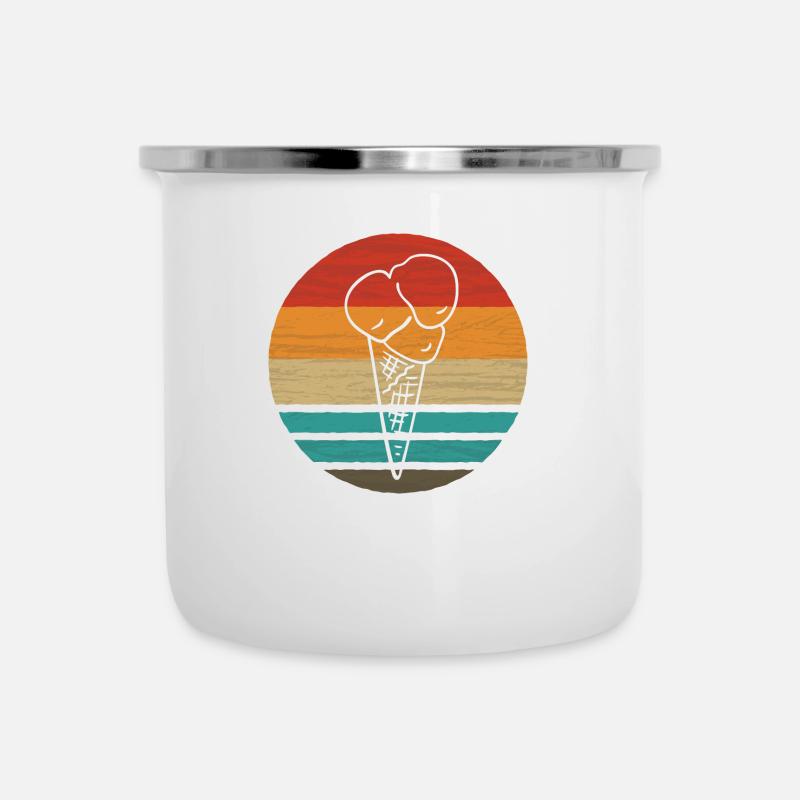 Eistüte Retro Style Vintage - Emaille-Tasse - Weiß