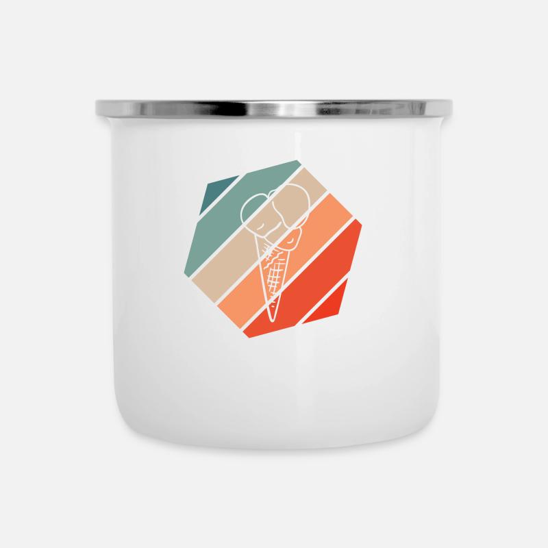 Eistüte Retro Style Vintage - Emaille-Tasse - Weiß