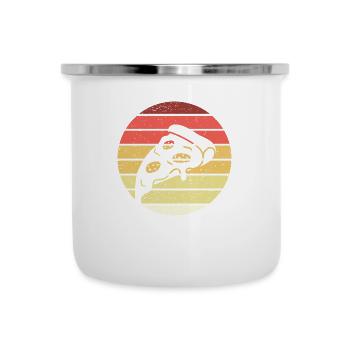 Pizza Stück Retro Style Vintage - Emaille-Tasse - Weiß - Vorne