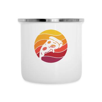 Pizza Stück Retro Style Vintage - Emaille-Tasse - Weiß - Vorne