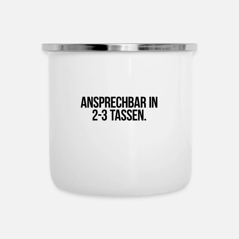 Ansprechbar in 2 3 Tassen - Emaille-Tasse - Weiß