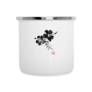 Hibiskus - Emaille-Tasse - Weiß - Vorne
