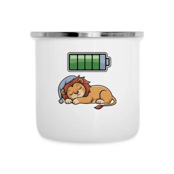 Lion Sleeping Recharging Night Bedtime - Emaille-Tasse - Weiß - Vorne