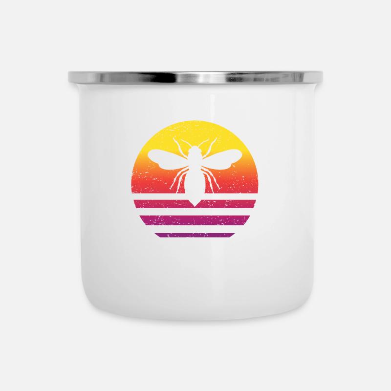 Honigbiene Retro Style Vintage - Emaille-Tasse - Weiß