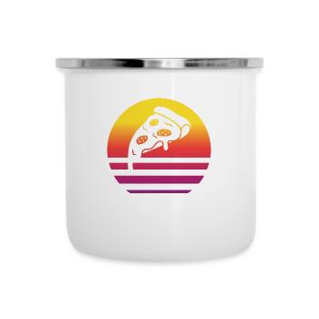 Pizza Stück Retro Style Vintage - Emaille-Tasse - Weiß - Vorne
