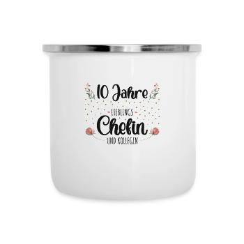 10 Jahre Jubiläum Chefin - Emaille-Tasse - Weiß - Vorne