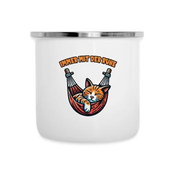 Süße Katze immer mit der Ruhe - Emaille-Tasse - Weiß - Vorne