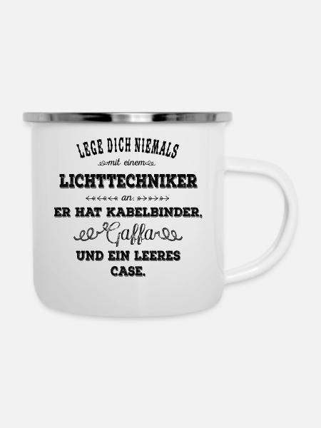 Lichttechniker - schwarz - Emaille-Tasse - Weiß