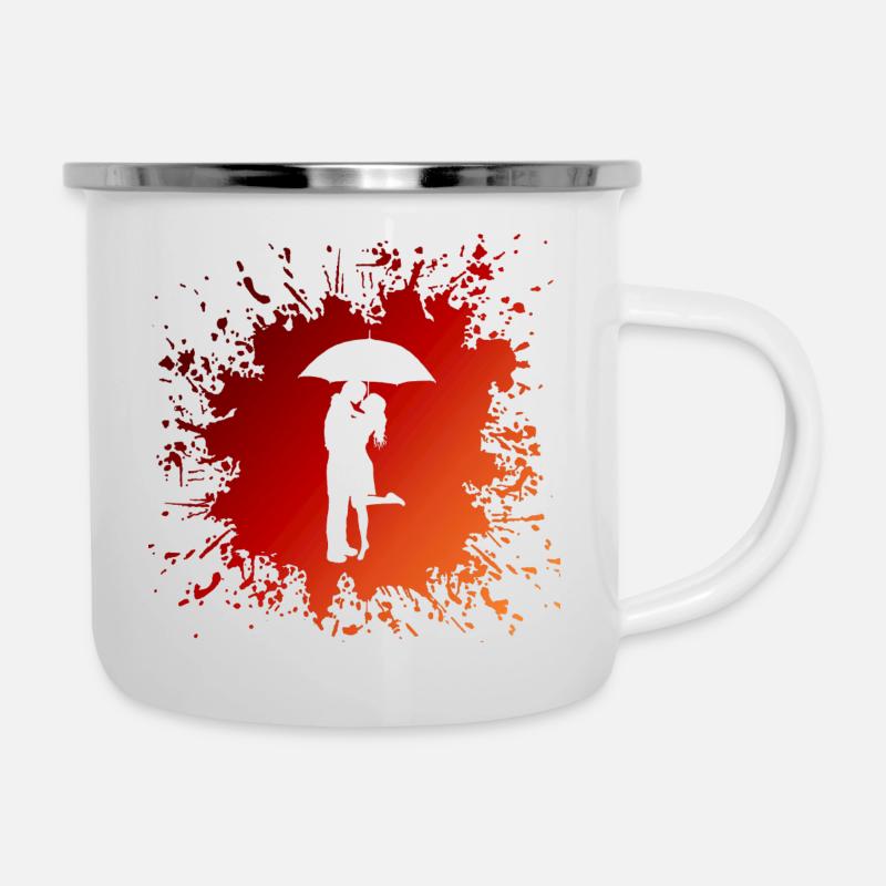 Femme Umbrella Man Splash - Tasse émaillée - blanc