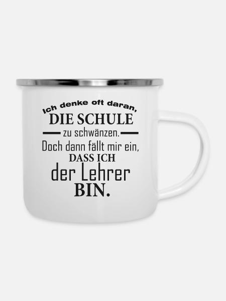 Lehrer - Emaille-Tasse - Weiß