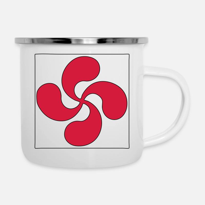 croix basque - Tasse émaillée - blanc