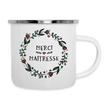 Merci maitresse - cadeau fin d'année - Tasse émaillée - blanc - Droite