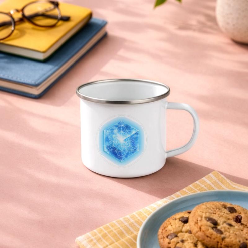 Metatrons Cube with TESSERACT, Hypercube 4D, Tasse émaillée