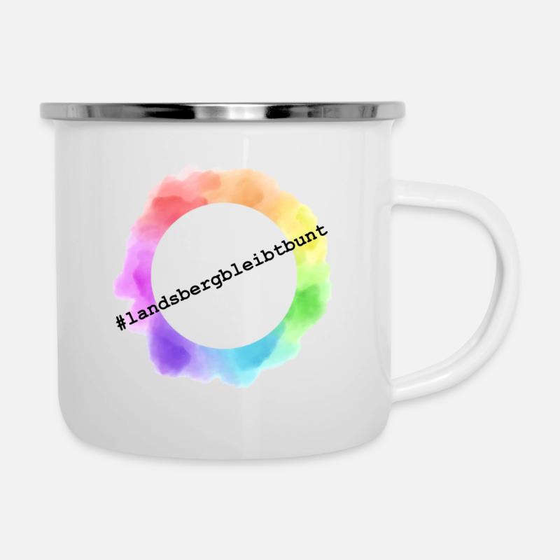 #Landsbergbleibtbunt - Emaille-Tasse - Weiß