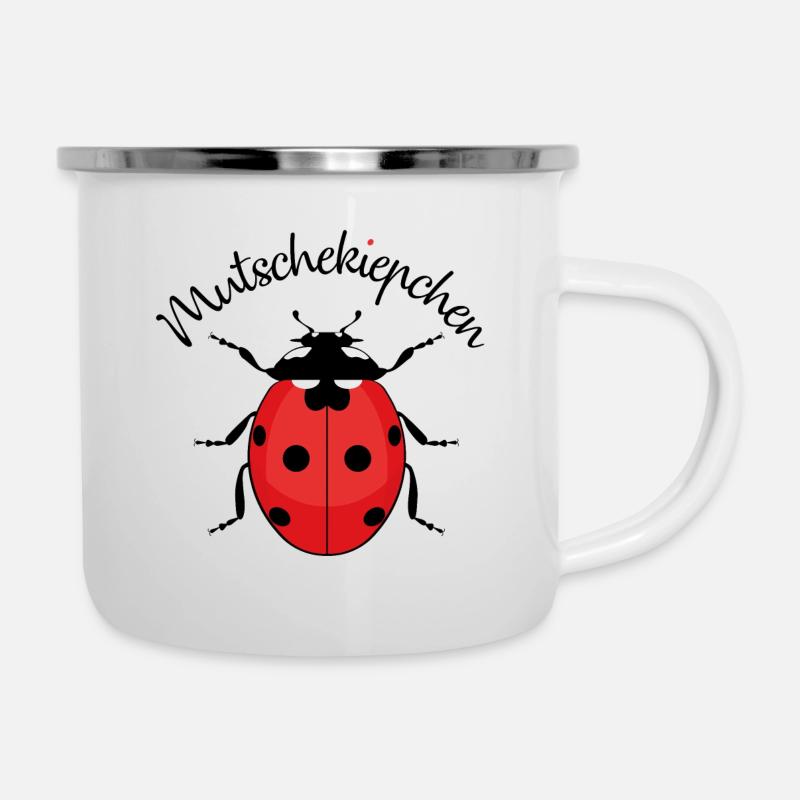 ZAZdesign® Mutschekiepchen Marienkäfer Bug - Emaille-Tasse - Weiß