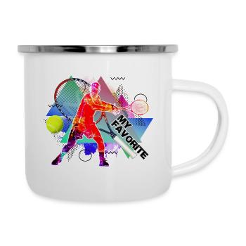 tennis - Emaille-Tasse - Weiß - Rechts