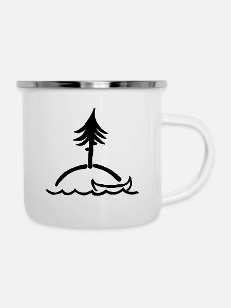 Kanu, Insel & See - Emaille-Tasse - Weiß