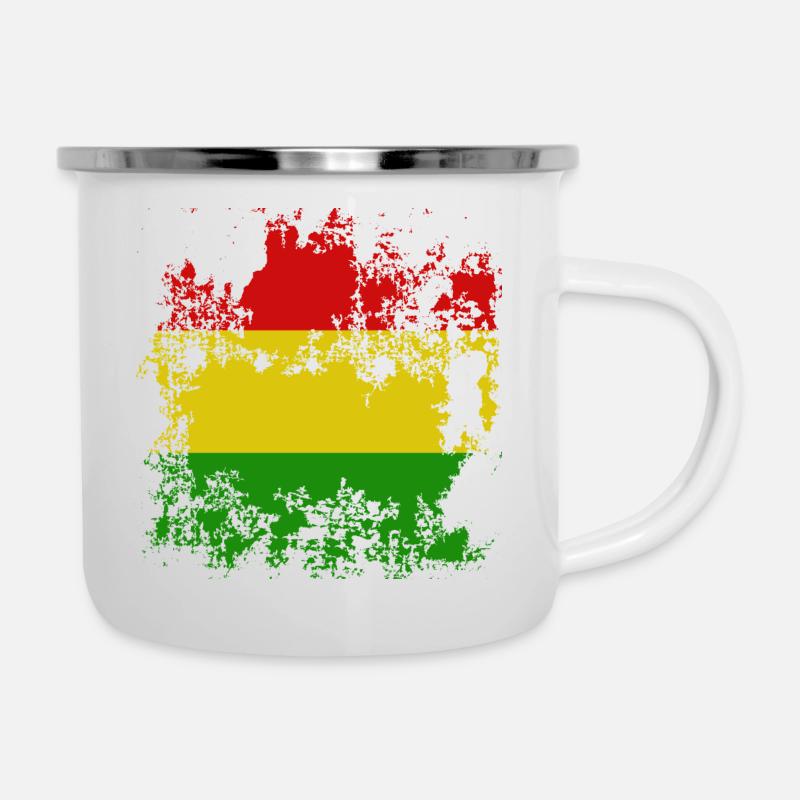 Drapeau Bolivie Rouge Jaune Vert Affligé - Tasse émaillée - blanc