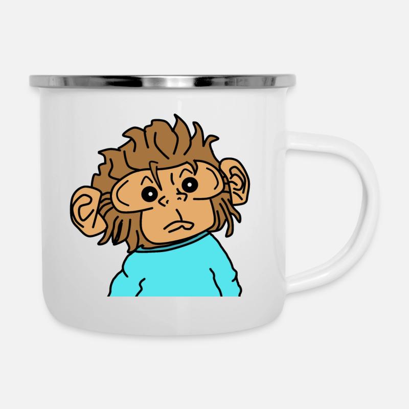 Affen Affe - Emaille-Tasse - Weiß