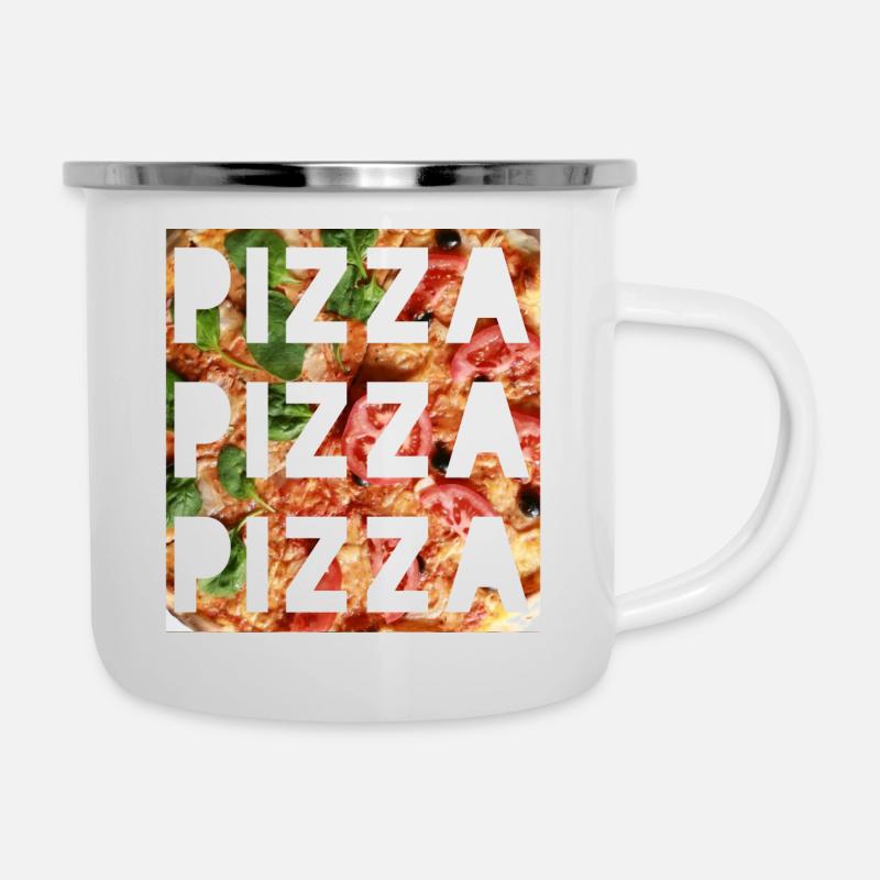 pizza pizza pizza - Emaille-Tasse - Weiß