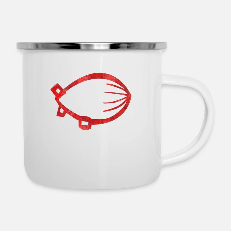 roter Zeppelin - Emaille-Tasse - Weiß