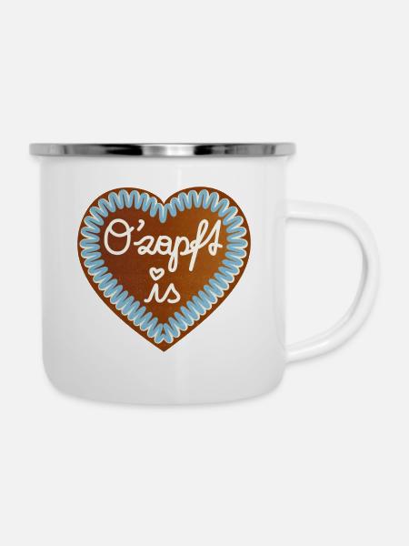 Ozapftis - Emaille-Tasse - Weiß