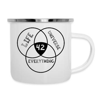 Antwort 42 - Emaille-Tasse - Weiß - Rechts