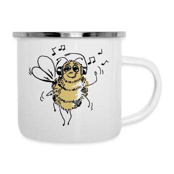 Musikalische Bienen tanzen - Emaille-Tasse - Weiß - Rechts