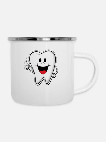 Zahn Zahnarzt Zähne - Emaille-Tasse - Weiß