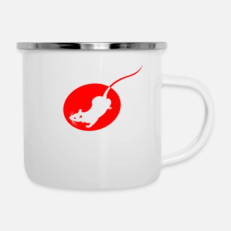 Ratte - Emaille-Tasse - Weiß