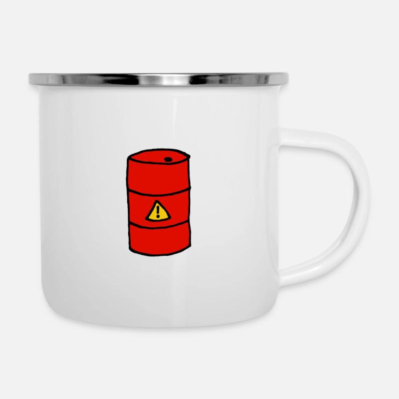 Fass, Comicstyle, Umweltverschmutzung, Gefahrgut - Emaille-Tasse - Weiß