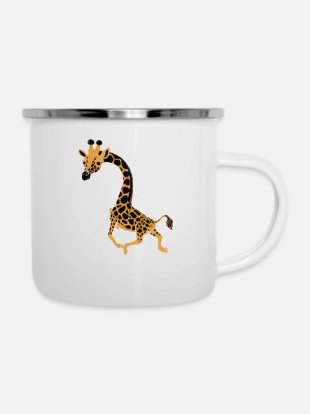 Giraffe - Emaille-Tasse - Weiß