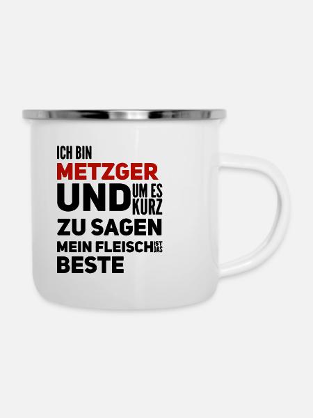 Metzger - Emaille-Tasse - Weiß