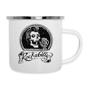 Rockabilly Totenkopf - Emaille-Tasse - Weiß - Rechts