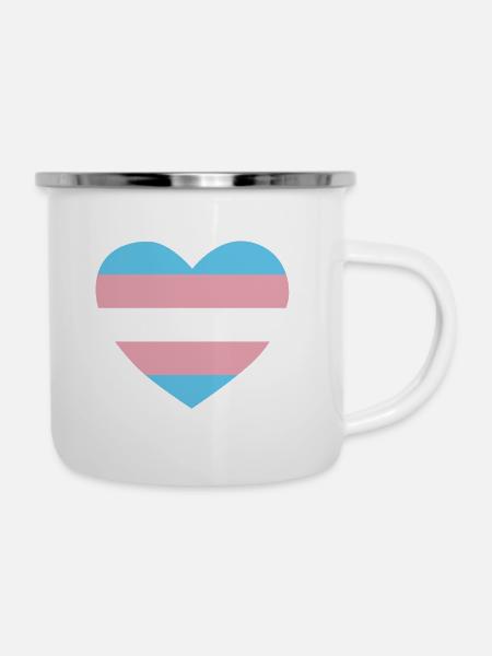 Trans Herz - Emaille-Tasse - Weiß