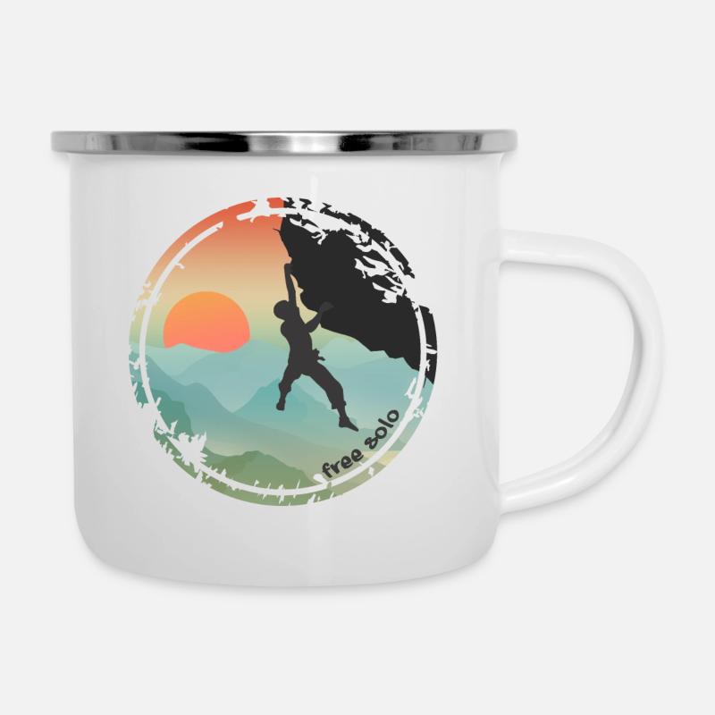 Climber free solo - Tasse émaillée - blanc
