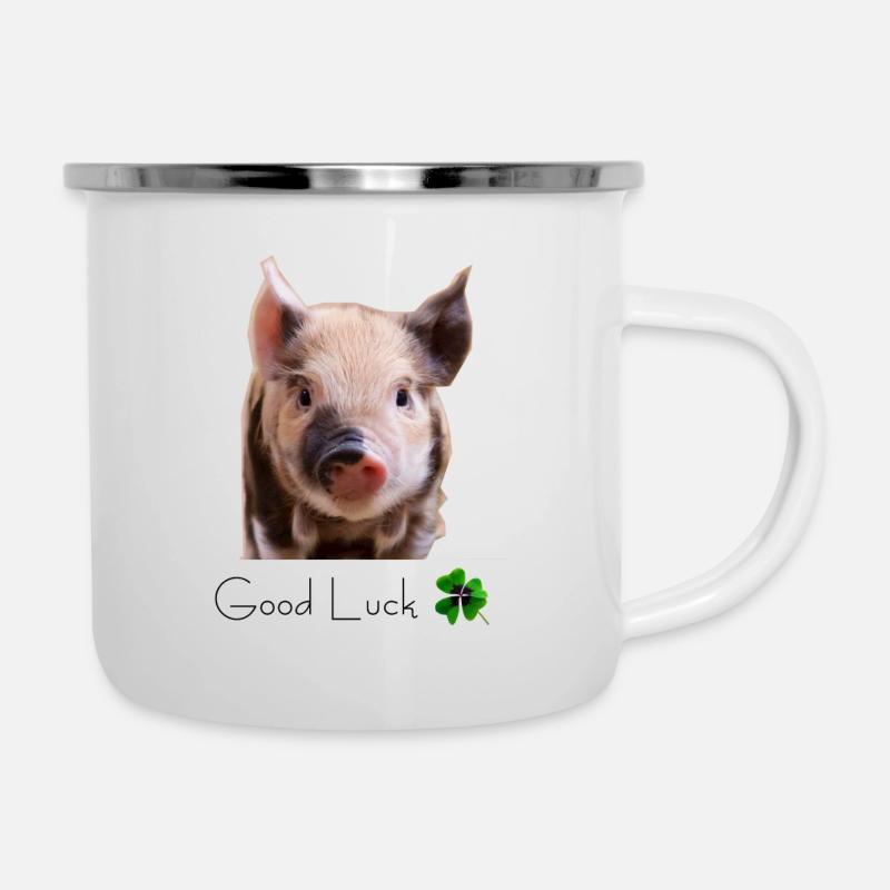 Schwein - Emaille-Tasse - Weiß