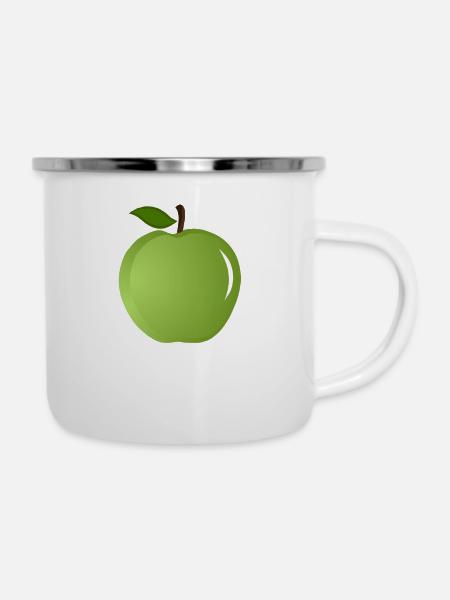 Apfel - Emaille-Tasse - Weiß