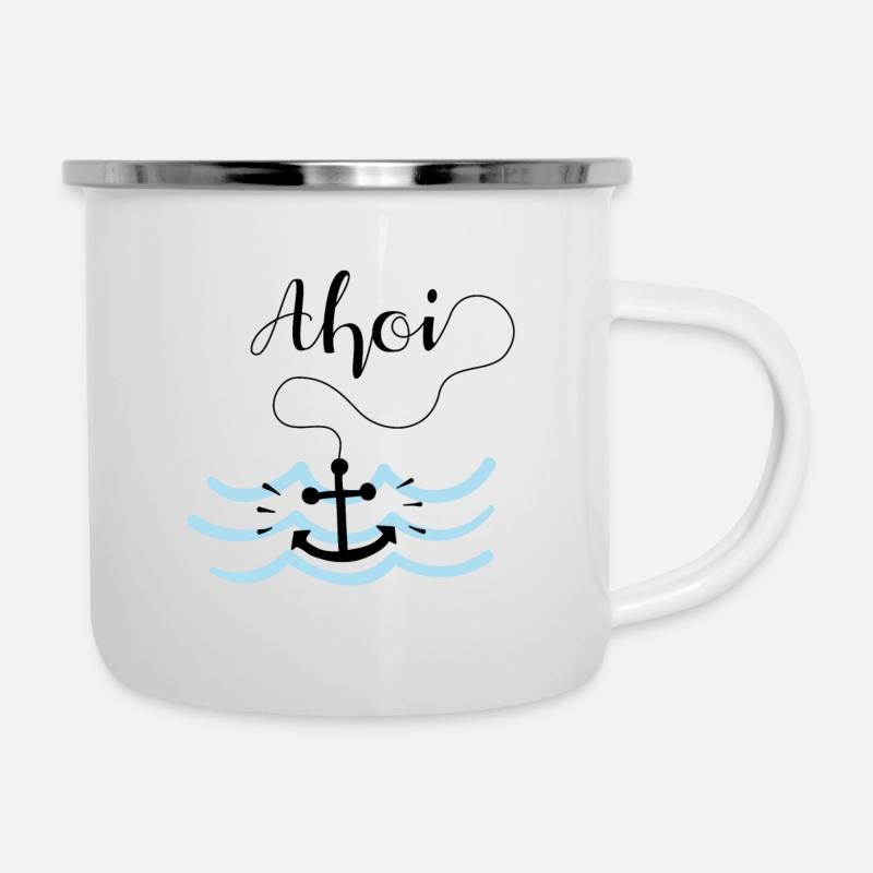 Ahoi - Emaille-Tasse - Weiß